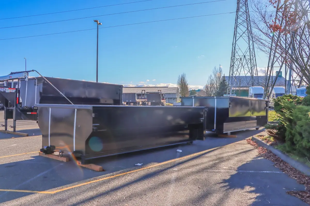 Roll-off dumpster ready for waste disposal at job site for Commercial Dumpster Rental in Atlanta